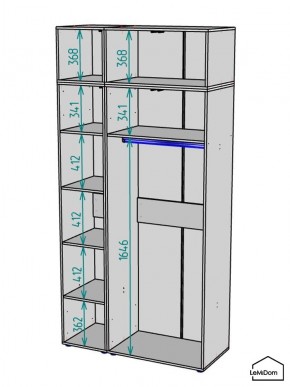 Шкаф с антресолью Linnea MHR-3POA-1 2450х1200х510 (Белый-М 11.1.1) в Еманжелинске - emanzhelinsk.mebel24.online | фото 3