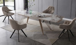 Стол ACERRA NEW 160 GLOSS LUXURY PANDORA SOLID CERAMIC/ каркас цвета шампань, ®DISAUR в Еманжелинске - emanzhelinsk.mebel24.online | фото 3