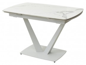 Стол ALATRI 120 GLOSS STATUARIO WHITE SOLID CERAMIC / WHITE, ®DISAUR в Еманжелинске - emanzhelinsk.mebel24.online | фото 1