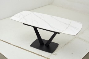 Стол ALATRI 120 MATT WHITE MARBLE SOLID CERAMIC / BLACK, ®DISAUR в Еманжелинске - emanzhelinsk.mebel24.online | фото 1