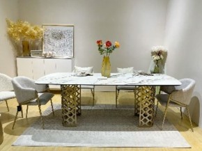 Стол CHIAVARI 220 KL-188 Контрастный мрамор матовый, итальянская керамика / Шампань, ®DISAUR в Еманжелинске - emanzhelinsk.mebel24.online | фото 2