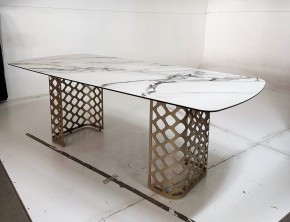 Стол CHIAVARI 220 KL-188 Контрастный мрамор матовый, итальянская керамика / Шампань, ®DISAUR в Еманжелинске - emanzhelinsk.mebel24.online | фото 6