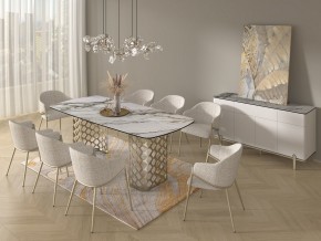 Стол CHIAVARI 220 KL-188 Контрастный мрамор матовый, итальянская керамика / Шампань, ®DISAUR в Еманжелинске - emanzhelinsk.mebel24.online | фото 9