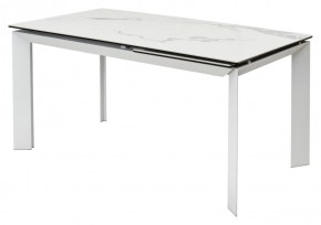 Стол CREMONA 140 HIGH GLOSS STATUARIO Белый мрамор глянцевый, керамика/ белый каркас, ®DISAUR в Еманжелинске - emanzhelinsk.mebel24.online | фото 1