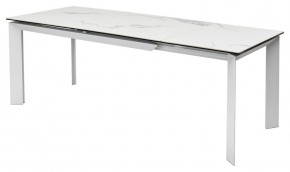 Стол CREMONA 140 HIGH GLOSS STATUARIO Белый мрамор глянцевый, керамика/ белый каркас, ®DISAUR в Еманжелинске - emanzhelinsk.mebel24.online | фото 4