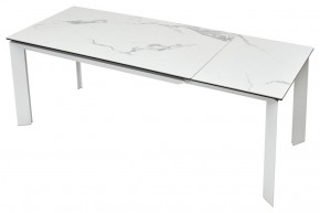 Стол CREMONA 140 HIGH GLOSS STATUARIO Белый мрамор глянцевый, керамика/ белый каркас, ®DISAUR в Еманжелинске - emanzhelinsk.mebel24.online | фото 5