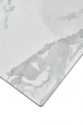 Стол CREMONA 140 HIGH GLOSS STATUARIO Белый мрамор глянцевый, керамика/ белый каркас, ®DISAUR в Еманжелинске - emanzhelinsk.mebel24.online | фото 6