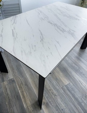 Стол CREMONA 140 KL-99 Белый мрамор матовый, итальянская керамика / черный каркас, ®DISAUR в Еманжелинске - emanzhelinsk.mebel24.online | фото 3