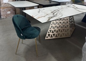 Стол ENNA 220 KL-188 Контрастный мрамор матовый, итальянская керамика/ каркас цвета шампань, ®DISAUR в Еманжелинске - emanzhelinsk.mebel24.online | фото 8