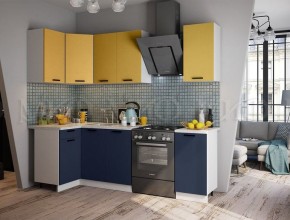 ТЕХНО Кухонный гарнитур угловой 1,8х1,1 м Компоновка №6 (Горчица софт/Ультрамарин софт) в Еманжелинске - emanzhelinsk.mebel24.online | фото