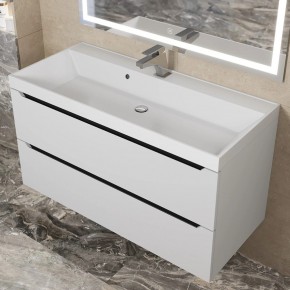 Тумба под раковину Uperwood Tanos 100 см, подвесная, белая/графит в Еманжелинске - emanzhelinsk.mebel24.online | фото 10