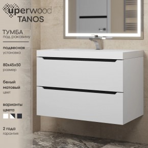 Тумба под раковину Uperwood Tanos 80 см, подвесная, белая/графит в Еманжелинске - emanzhelinsk.mebel24.online | фото 3