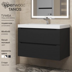 Тумба под раковину Uperwood Tanos 80 см, подвесная, черная матовая в Еманжелинске - emanzhelinsk.mebel24.online | фото 3