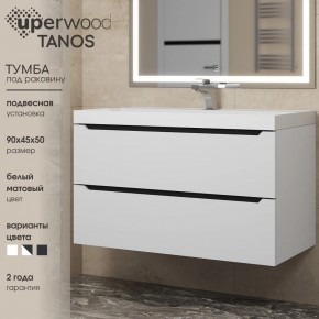 Тумба под раковину Uperwood Tanos 90 см, подвесная, белая/графит в Еманжелинске - emanzhelinsk.mebel24.online | фото 3
