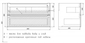 Тумба под раковину Uperwood Tanos 90 см, подвесная, белая/графит в Еманжелинске - emanzhelinsk.mebel24.online | фото 7