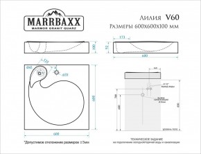 Умывальник над стиральной машиной (600*600х100) Лилия V60 (белый) с кронштейном без сифона (V60) в Еманжелинске - emanzhelinsk.mebel24.online | фото 2
